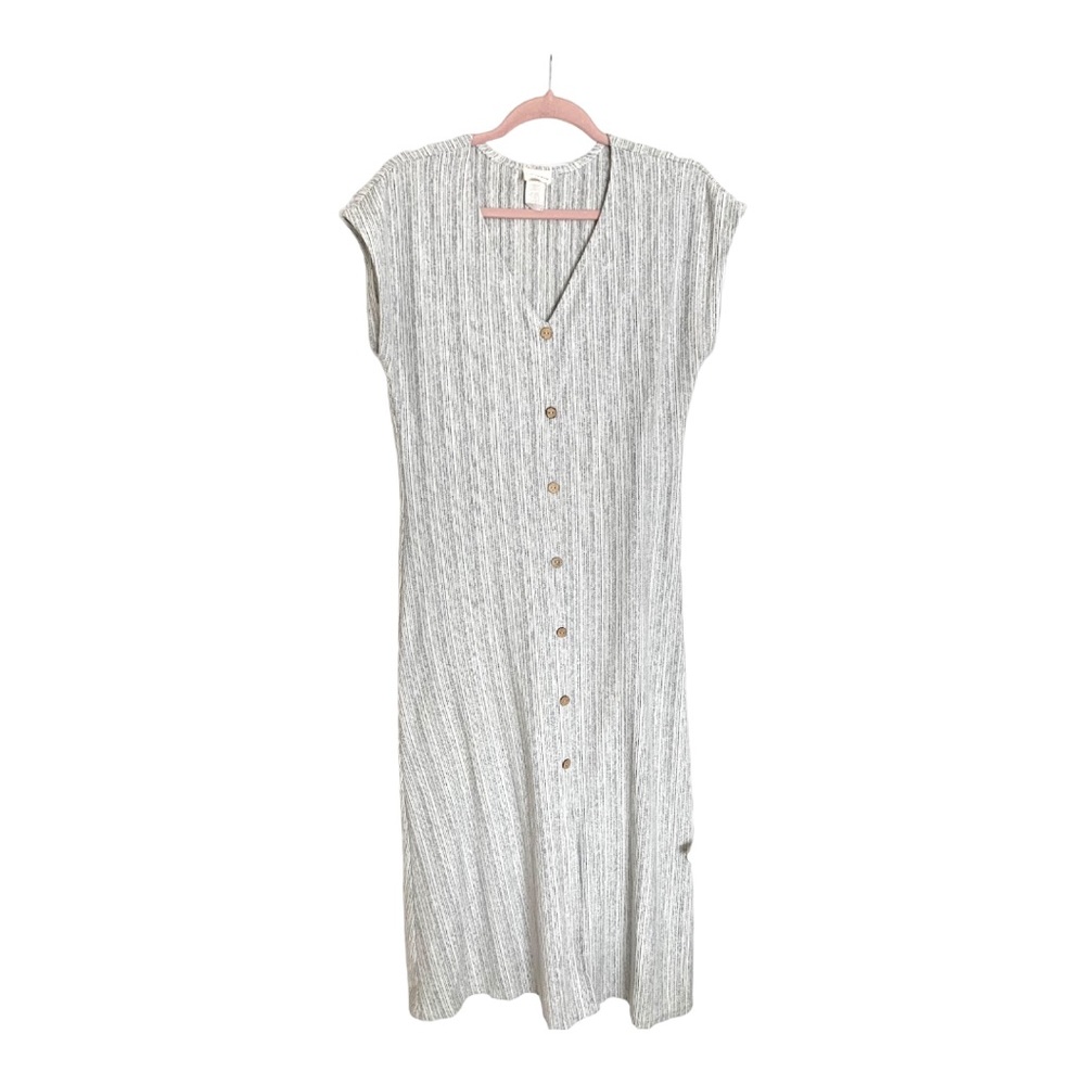 Caution to the wind Anthropologie Maxi dress Gray Stipe slit size